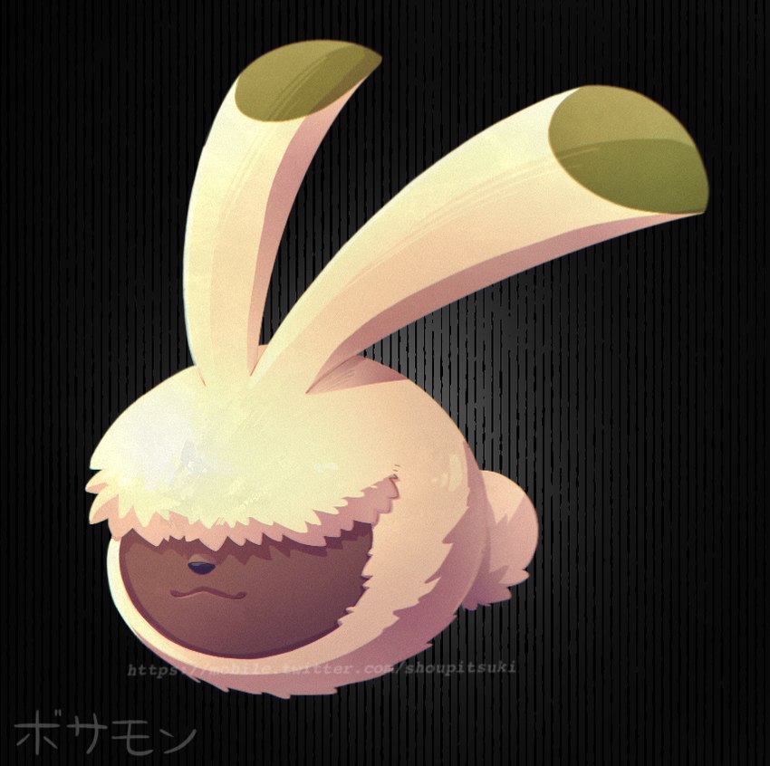 :3 feral fur hair hair_over_eyes long_ears solo yellow_body yellow_fur shoupitsuki bandai_namco digimon digimon_ghost_game bosamon digimon_(species) lagomorph leporid mammal rabbit waddling_head