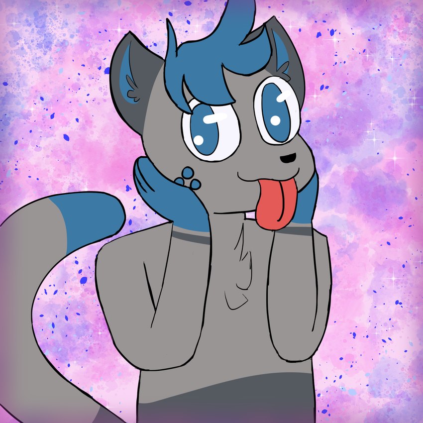 :3 anthro black_nose blep blue_body blue_eyes blue_fur blue_hair blue_hands blue_inner_ear blue_tail_tip chest_tuft dipstick_tail fur glistening glistening_eyes grey_body grey_ears grey_fur grey_inner_ear_fluff grey_tail hair inner_ear_fluff male markings nude red_tongue solo striped_body stripes tail tail_markings tongue tongue_out tuft maxcatuwu maxie_(maxcatuwu) domestic_cat felid feline felis mammal 1:1 digital_media_(artwork) hi_res