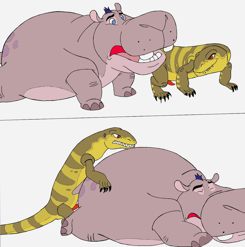 duo feral forced male male/male rape anicrossbear disney the_lion_guard the_lion_king beshte kenge_(the_lion_guard) common_hippopotamus hippopotamid lizard mammal monitor_lizard reptile scalie hi_res