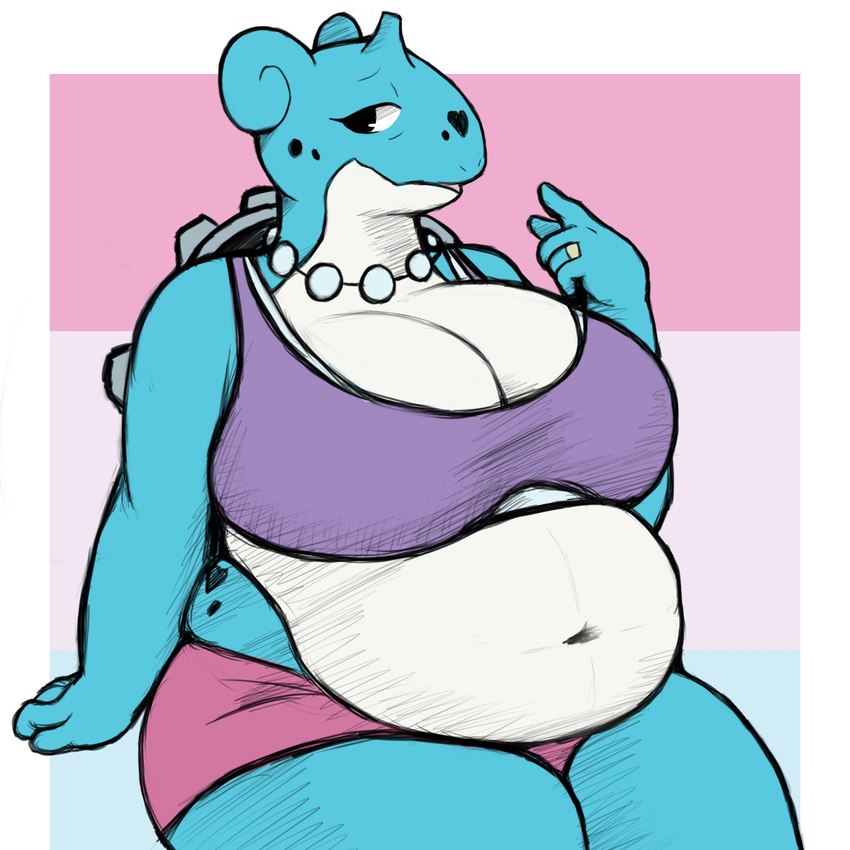 anthro anthrofied big_breasts breasts clothed clothing female gem huge_breasts jewelry multicolored_body navel necklace pearl_(gem) pearl_necklace pokemorph pregnant pregnant_anthro pregnant_female ring shell sitting solo two_tone_body smush-sin nintendo pokemon fan_character marie_(smushysins) generation_1_pokemon lapras pokemon_(species) 1:1 2024 hi_res