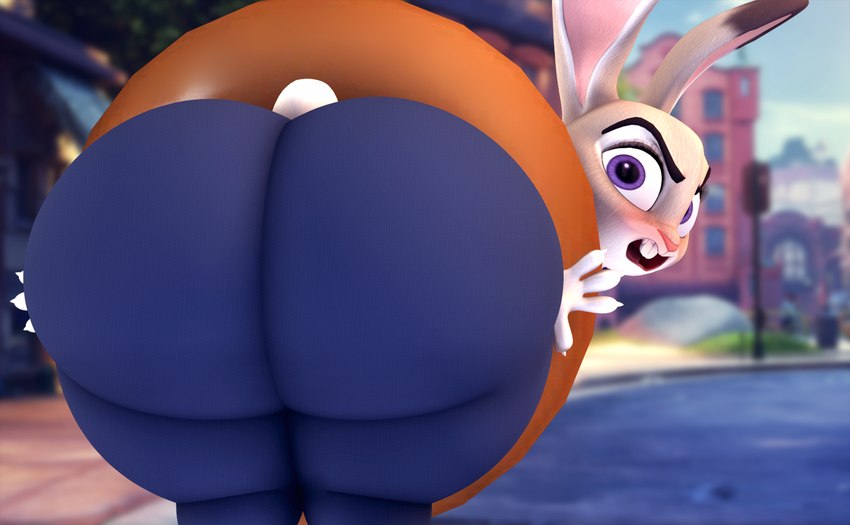 angry anthro big_butt blush buckteeth butt butt_focus dessert doughnut female food huge_butt looking_at_viewer open_mouth pastry purple_eyes scut_tail short_tail solo stuck tail teeth thick_thighs wide_hips cindablimp disney judy_stuck_in_donut_redraw zootopia judy_hopps lagomorph leporid mammal rabbit 2024 3d_(artwork) absurd_res digital_media_(artwork) hi_res source_filmmaker_(artwork)