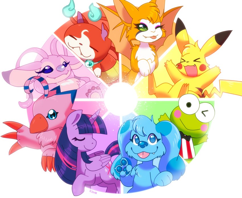 angel, twilight sparkle, fidget, blue, jibanyan, and etc (color wheel challenge and etc) created by kipaki