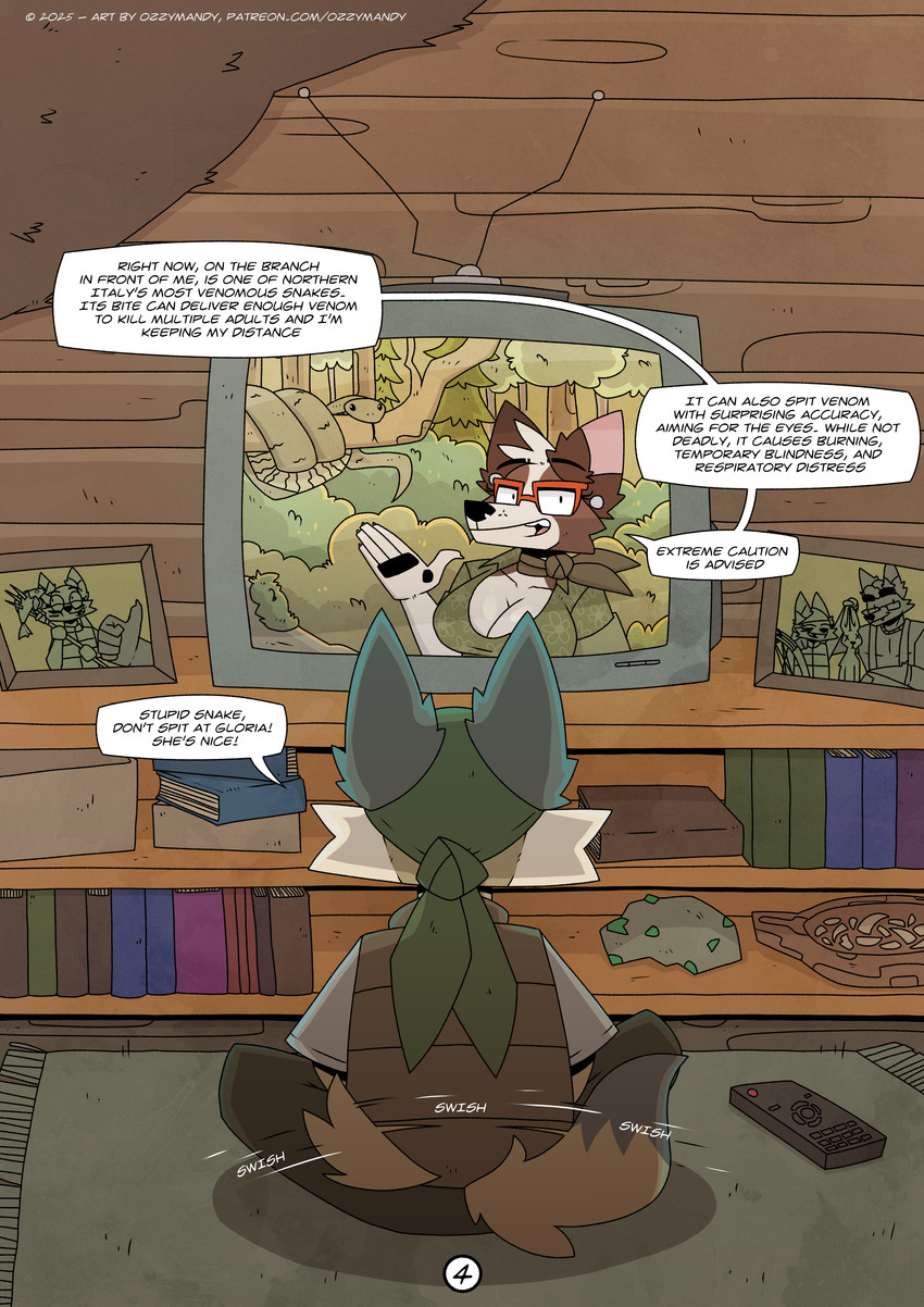 5_fingers anthro black_nose clothed clothing corpse death detailed_background dialogue eyewear female fingers forest forest_background fur glasses hair nature nature_background plant smile solo tail text tree young young_female ozzymandy gloria_meloni_(ozzymandy) lilian_(ozzymandy) canid canine canis mammal 2025 absurd_res comic digital_drawing_(artwork) digital_media_(artwork) english_text hi_res