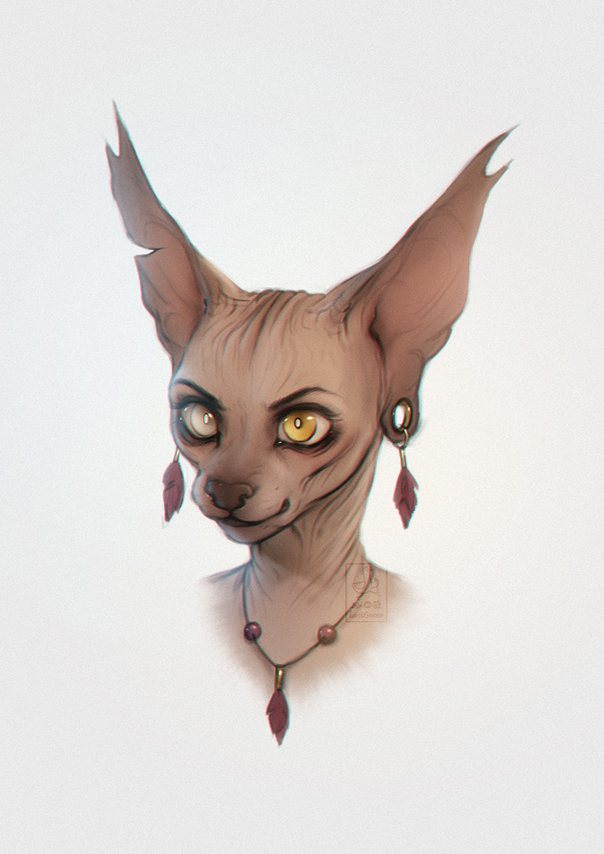 accessory anthro bald ear_piercing flesh_tunnel gauged_ear hairless piercing simple_background solo tunnels white_background lostgoose domestic_cat felid feline felis mammal 2020 colored hi_res shaded sketch