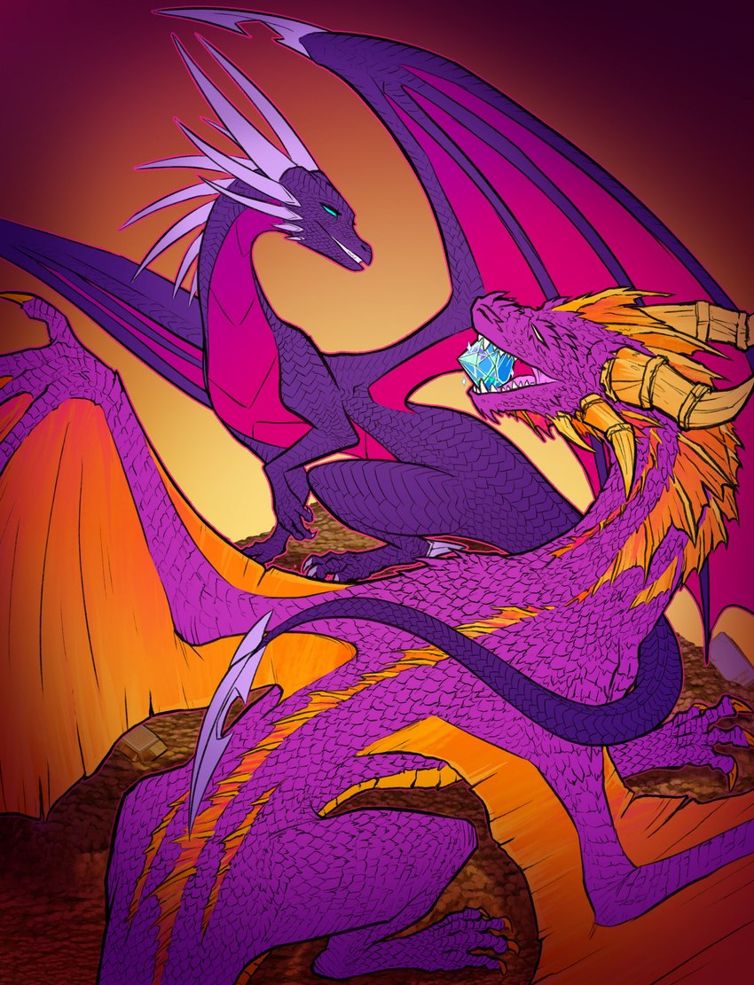 2_horns aged_up canon_couple diamond_(gem) duo female feral gem horn male male/female multi_horn tail wings xannador activision mythology spyro_the_dragon the_legend_of_spyro cynder spyro dragon mythological_creature mythological_scalie scalie 2023 dated digital_media_(artwork) hi_res