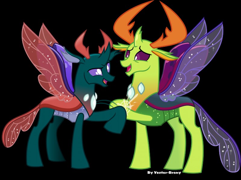 antlers duo horn male purple_eyes vector wings vector-brony friendship_is_magic hasbro my_little_pony pharynx_(mlp) thorax_(mlp) arthropod changeling 2017 absurd_res alpha_channel hi_res brother_(lore) brothers_(lore) sibling_(lore)