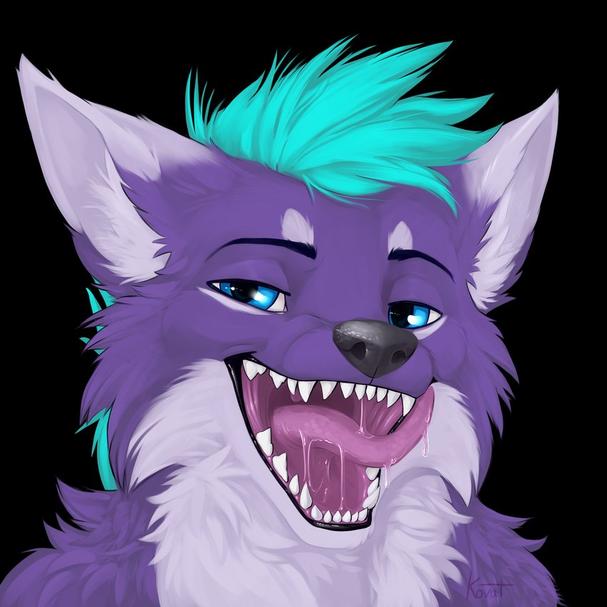 anthro bedroom_eyes black_nose blue_eyes blue_hair bodily_fluids drooling fur hair licking licking_lips looking_at_viewer male mouth_shot narrowed_eyes open_mouth purple_body purple_fur saliva seductive simple_background solo teeth tongue tongue_out transparent_background kovat mox_(antillion123) canid canine fox mammal 2024 alpha_channel digital_media_(artwork) hi_res