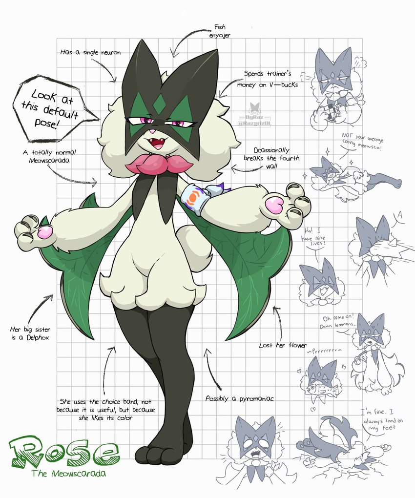 a ambiguous_gender anthro choice_band claws directional_arrow duo eyes_closed fangs featureless_crotch fur green_body green_fur heart_symbol looking_at_viewer lying narrowed_eyes no_pupils object_in_mouth on_front on_side open_mouth pawpads paws pink_eyes punch punching_face purring simple_background solo sparkles speech_bubble spikes spikes_(anatomy) tail teeth text tongue razgrizdl nintendo pokemon rubik's_cube rose_(razgrizdl) felid feline fish generation_4_pokemon generation_9_pokemon lucario mammal marine meowscarada pokemon_(species) 2024 5:6 character_name english_text hi_res signature species_name female_(lore)