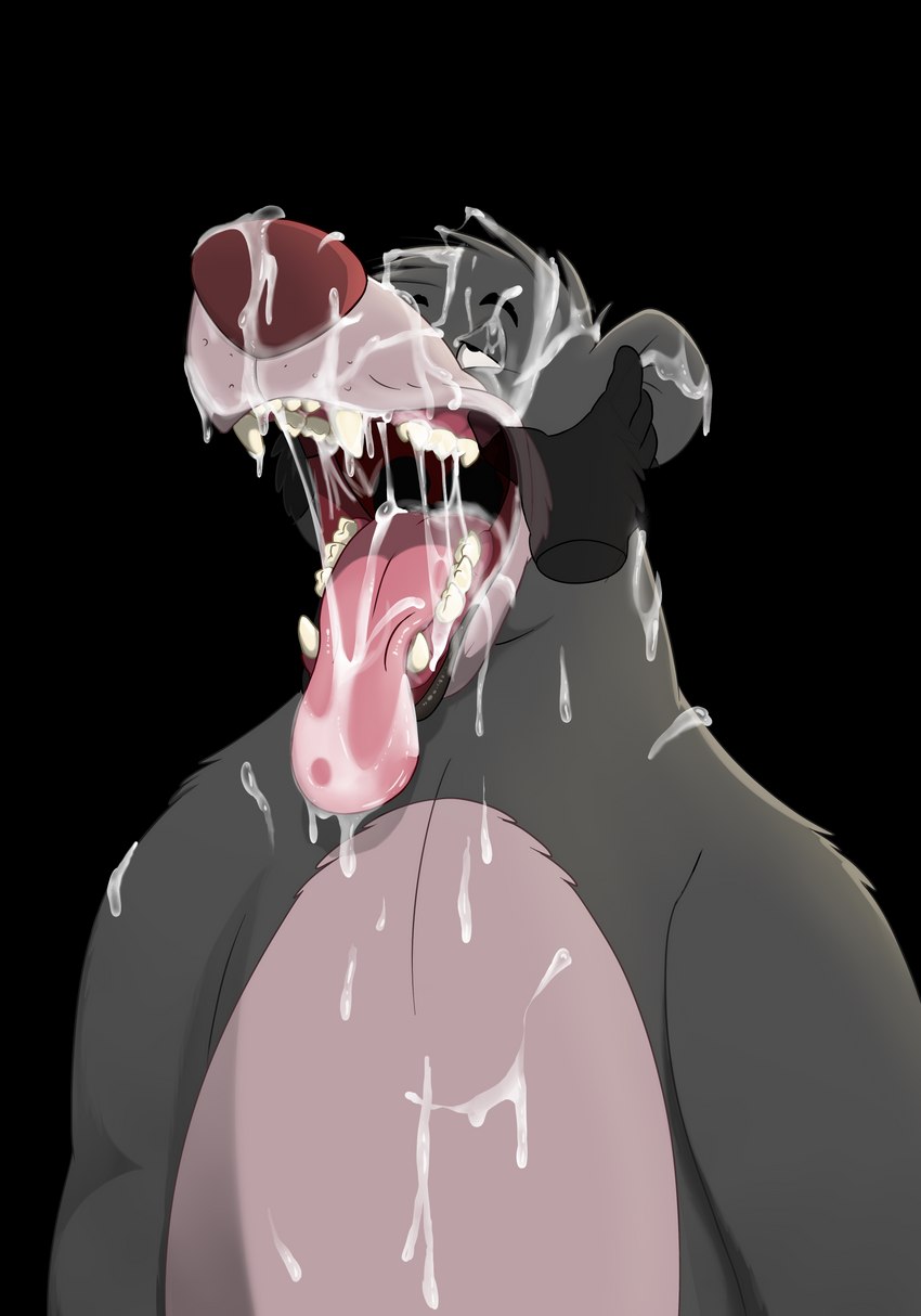 anthro bodily_fluids cum cum_covered cum_in_mouth cum_inside cum_on_face disembodied_hand duo fur genital_fluids ghost_hand grey_body grey_fur looking_up male messy mouth_shot open_mouth oral_invitation sharp_teeth solo_focus teeth tongue tongue_out magzol disney the_jungle_book baloo bear mammal sloth_bear ursine absurd_res alpha_channel half-length_portrait hi_res portrait