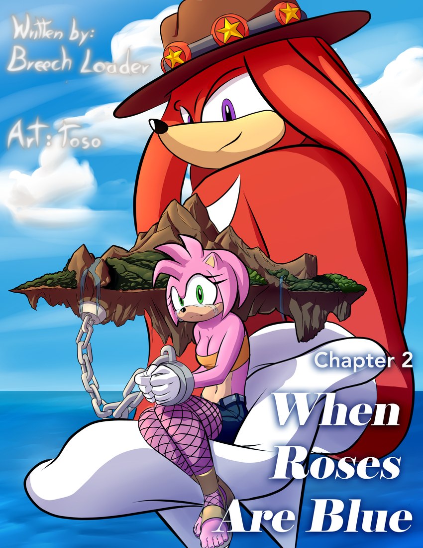 anthro bodily_fluids chain clothed clothing crying cuff_(restraint) detailed_background duo female fur green_eyes handcuffs handwear kidnapping male metal_cuffs purple_eyes restraints tears text breech_loader toso sega sonic_the_hedgehog_(series) amy_rose knuckles_the_echidna echidna eulipotyphlan hedgehog mammal monotreme 2020 absurd_res comic cover cover_art cover_page english_text hi_res