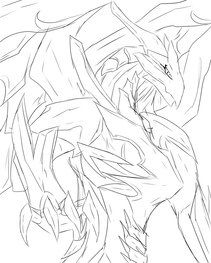 female feral solo saronira bakugan bakugan_(series) bakugan_battle_planet mythology sairus dragon mythological_creature mythological_scalie scalie hi_res monochrome sketch