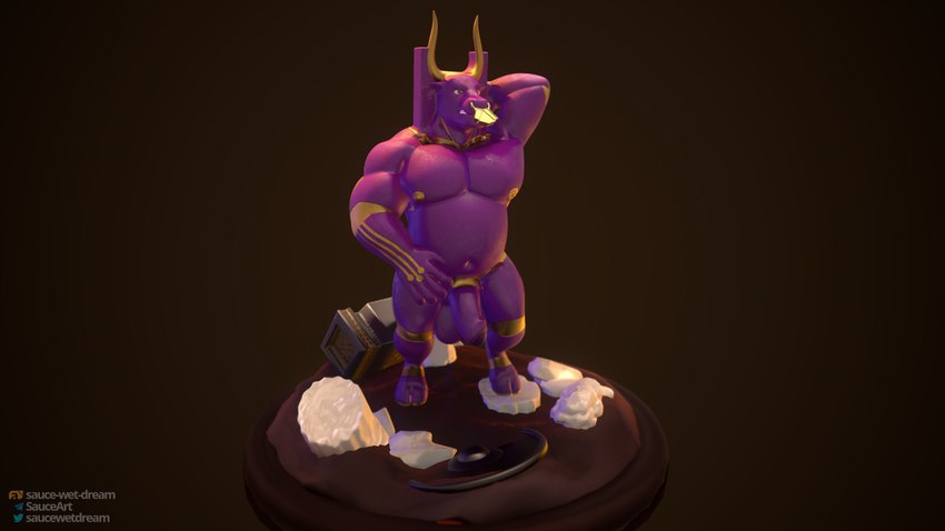 anthro barazoku belly biceps big_butt big_muscles big_pecs big_penis bovid_horn bovine_ears bovine_horn bovine_tail bull_horn butt collarbone deep_navel facial_piercing fingers flaccid foreskin genitals hammer hooves horn huge_penis humanoid_genitalia humanoid_hands humanoid_penis hyper hyper_genitalia hyper_penis kemono male male_anthro model musclegut muscular muscular_anthro muscular_male navel nipples nose_piercing nose_ring pecs penis piercing ring_(jewelry) ring_piercing sculpt septum_piercing snout solo tail tail_tuft thick_thighs tools tuft unguligrade saucewetdream european_mythology greek_mythology mythology bovid bovine cattle mammal minotaur 16:9 3d_(artwork) digital_media_(artwork) widescreen