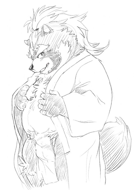 anthro belly bulge clothing humanoid_hands male moobs overweight overweight_anthro overweight_male robe simple_background solo underwear white_background hysk lifewonders tokyo_afterschool_summoners goemon_(tas) canid canine mammal raccoon_dog tanuki 2019 hi_res