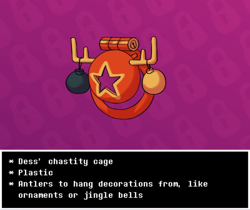 antlers chastity_cage chastity_cage_only chastity_device chastity_device_only female horn nude ornament stylized_chastity_cage text zero_pictured dracozhilla deltarune locktober undertale undertale_(series) english_text