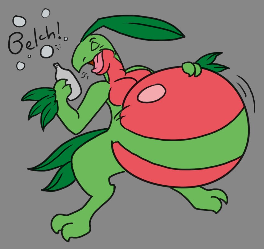 2_fingers 2_toes anthro belly belly_expansion belly_inflation beverage big_belly biped burping claws digitigrade expansion eyebrows eyes_closed feet finger_claws fingers green_body green_claws grey_background hand_on_belly holding_belly holding_beverage holding_object huge_belly hyper hyper_belly inflation male motion_lines multicolored_body nude onomatopoeia pink_tongue plant red_body simple_background soda soda_inflation solo sound_effects standing text toe_claws toes tongue tongue_out two_tone_body eggo21 pento209 third-party_edit nintendo pokemon connor_(shiver_the_articuno) fan_character elemental_creature flora_fauna generation_3_pokemon grovyle pokemon_(species) reptile scalie 2017 artist_collaboration color_edit colored colored_sketch digital_media_(artwork) flat_colors sketch story story_in_description