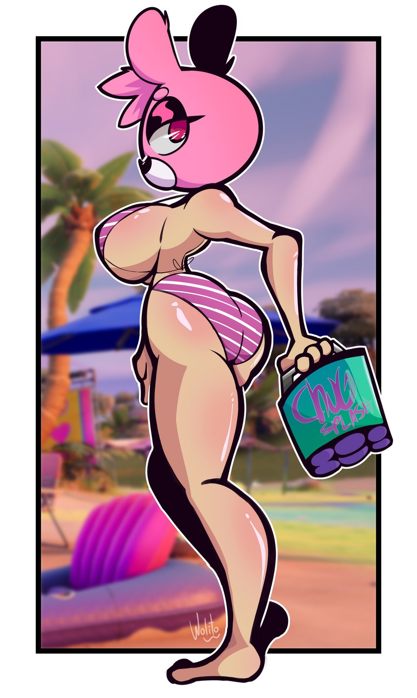 beach clothing female pink_clothing pink_underwear seaside solo summer swimwear underwear wolito epic_games fortnite cuddle_team_leader bear human mammal absurd_res hi_res