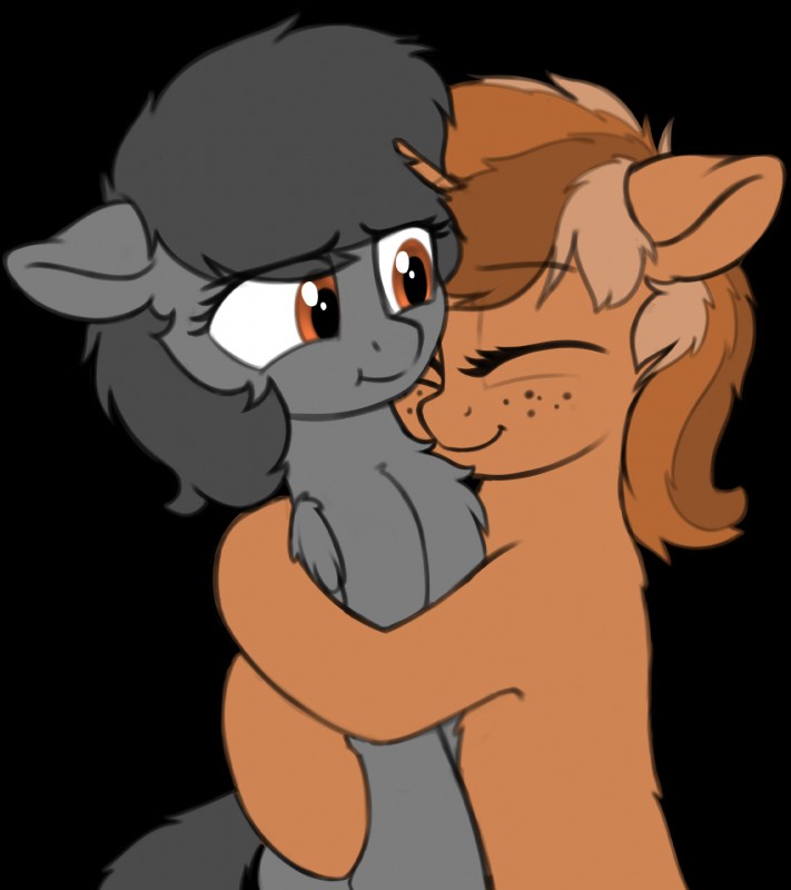 duo eyes_closed female freckles hair horn hug simple_background smile transparent_background wings zippysqrl hasbro my_little_pony mythology charcoal_(character) fan_character sign_(character) equid equine mammal mythological_creature mythological_equine pegasus unicorn 2017 alpha_channel hi_res