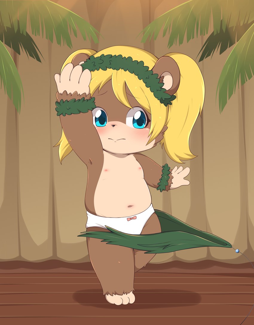 anthro blush clothed clothing dancing female loli nipples panties solo topless underwear wardrobe_malfunction young anonymous_artist banjo-kazooie rareware tooty bear mammal absurd_res hi_res