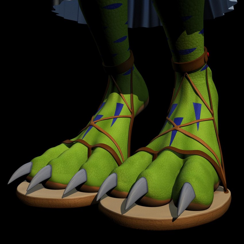 3_toes anthro black_background black_striped_body brown_clothing brown_footwear brown_sandals claws clothing digitigrade feet female foot_focus footwear green_body green_feet green_scales sandals scales shoes simple_background solo toe_claws toes white_claws wuffeet mythology fan_character marilyn_(wuffeet) dragon mythological_creature mythological_scalie scalie 1:1 2020 3d_(artwork) digital_media_(artwork) hi_res