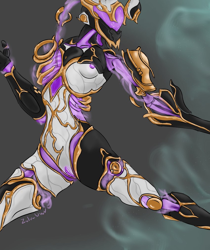 biped energy female floating genitals glowing glowing_genitalia glowing_pussy gold_(metal) machine nipples not_furry pussy simple_background skeletal solo zulu_uwu digital_extremes tencent warframe xaku_(warframe) humanoid warframe_(species) absurd_res hi_res nonbinary_(lore)