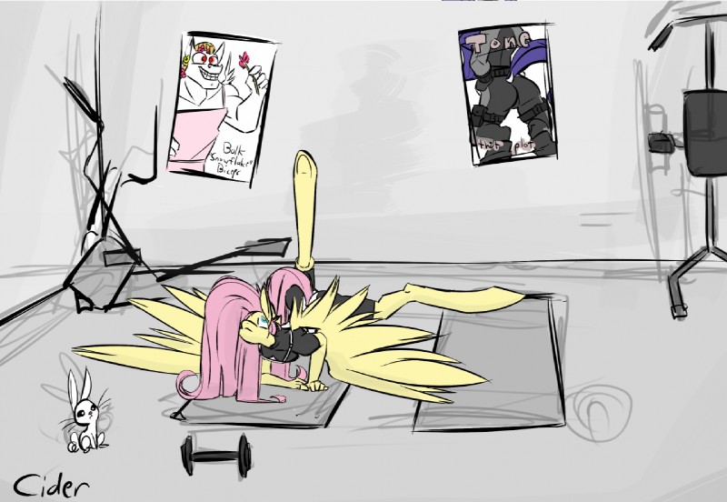 anthro anthrofied blue_eyes butt clothing dumbbell exercise_mat feathered_wings feathers female gym poster solo weight_machine weights white_body white_feathers wings yellow_body yellow_feathers yoga frumplechuck friendship_is_magic hasbro my_little_pony mythology angel_(mlp) bulk_biceps_(mlp) fluttershy_(mlp) rarity_(mlp) equid equine lagomorph leporid mammal mythological_creature mythological_equine pegasus rabbit 2014