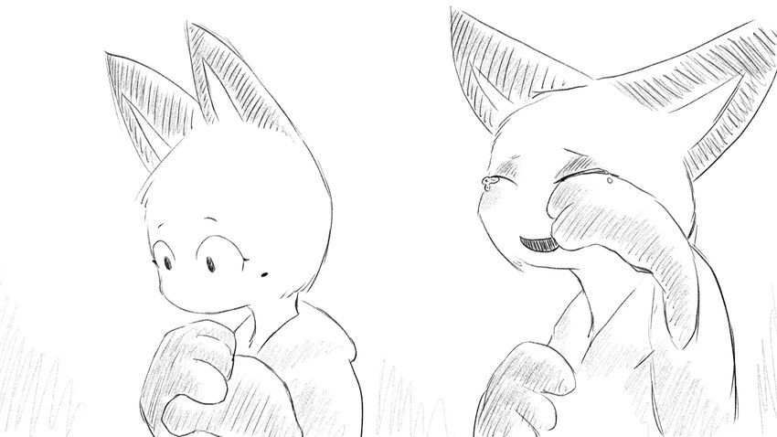 4_fingers anthro bodily_fluids clothed clothing female fingers markings mole_(marking) smile solo tears wiping_tears dragonweirdo animal_crossing nintendo olivia_(animal_crossing) domestic_cat felid feline felis mammal 16:9 dialogue_in_description hi_res monochrome widescreen