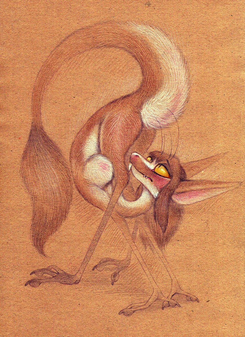 anthro anti-gravity_boobs blush breasts claws female flexible fur looking_up multicolored_body multicolored_fur nude pawpads pupils simple_background slit_pupils solo tail tail_tuft toe_claws tuft two_tone_body two_tone_fur yellow_eyes fuchs out-of-placers kassen_akoll mammal yinglet absurd_res hi_res traditional_media_(artwork)