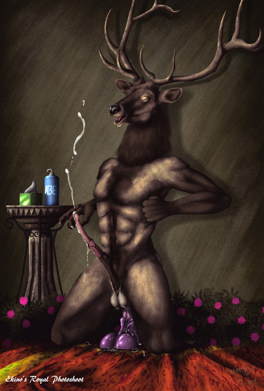 anal anal_penetration anatomically_correct anatomically_correct_genitalia anatomically_correct_penis animal_genitalia animal_penis anthro antlers balls bodily_fluids brown_body brown_fur brown_sheath cervine_genitalia cervine_penis cervine_sheath cum cum_while_penetrated detached_sheath dildo dildo_in_ass dildo_insertion dildo_sitting ejaculation eyes_closed fur genital_fluids genitals horn kneeling lemon_testicles looking_pleasured lube male masturbation object_in_ass open_mouth penetration penis sex_toy sex_toy_in_ass sex_toy_insertion sheath solo tan_balls tapering_penis thin_penis tissue tissue_box toying_self smexyoryx ekino cervine deer elk mammal hi_res