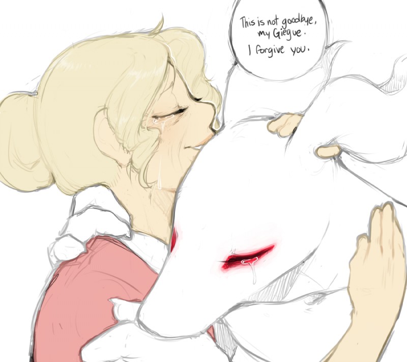 ask_blog bodily_fluids comforting crying duo female hug male red_eyes simple_background tears text white_background dogrot earthbound_(series) nintendo giygas maria_(mother) alien gieeg human mammal english_text mother_(lore) parent_(lore)