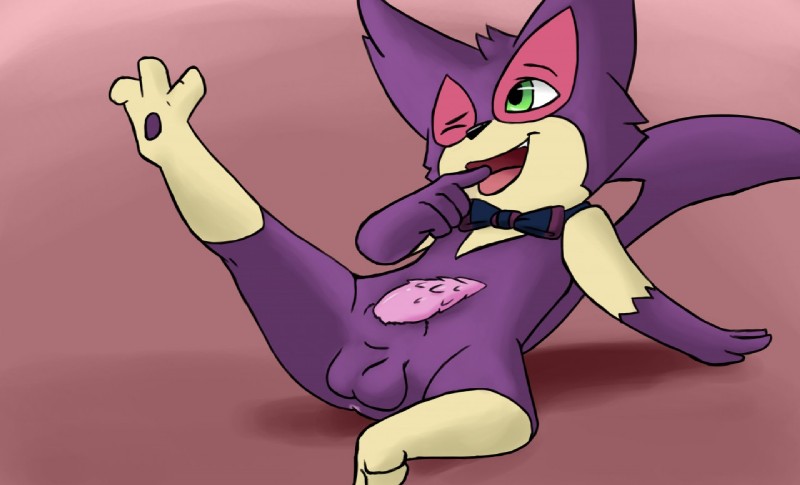 animal_genitalia animal_penis anus balls bow_(feature) bow_tie feline_genitalia feline_penis genitals green_eyes male penis solo oscar_the_purrloin nintendo pokemon fan_character oscar_(purrloin) generation_5_pokemon pokemon_(species) purrloin