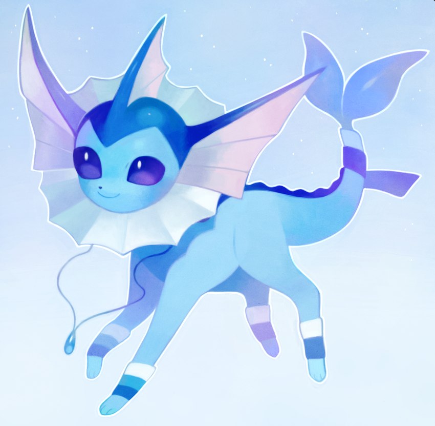 3_toes accessory ambiguous_feral ambiguous_gender armband black_nose blue_body blue_eyes blue_skin blue_tail digitigrade ear_fins ear_frill evolutionary_stone feet feral fin fish_tail frill_(anatomy) furgonomics gradient_background head_fin jewelry legband membrane_(anatomy) membranous_frill neck_frill necklace no_sclera quadruped raised_tail simple_background smile solo tail tail_accessory tail_fin tailband toes walking water_stone sylvaur nintendo pokemon eeveelution generation_1_pokemon pokemon_(species) vaporeon 2017 blue_theme digital_media_(artwork) full-length_portrait portrait