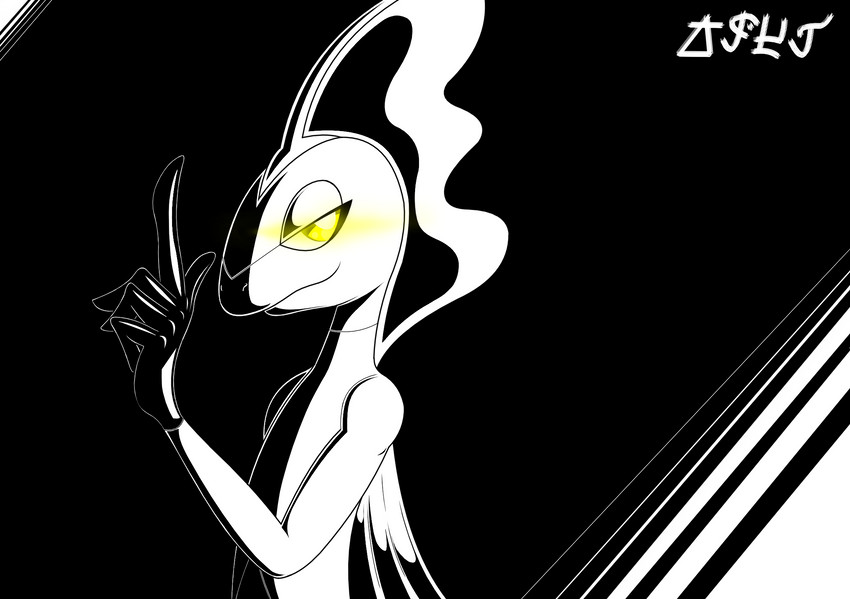 5_fingers anthro fingers male simple_background smile solo spy standing yellow_eyes jose-497 nintendo pokemon generation_8_pokemon inteleon lizard pokemon_(species) reptile scalie 2020 black_and_white cel_shading digital_drawing_(artwork) digital_media_(artwork) hi_res monochrome shaded signature