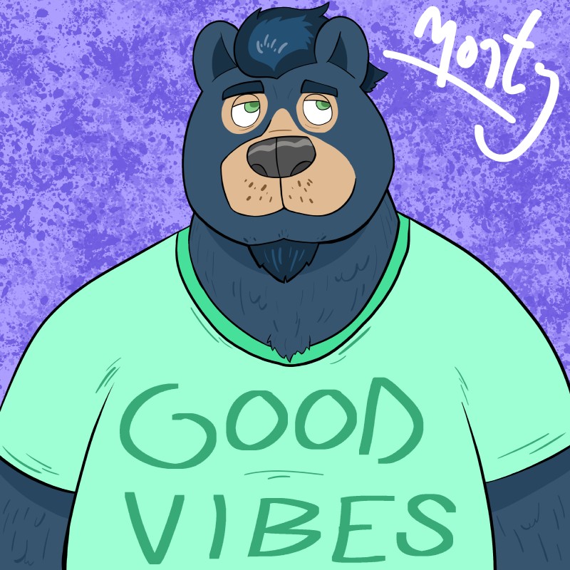 anthro blue_body blue_fur clothed clothing fur hair male overweight overweight_anthro overweight_male shirt simple_background smile solo t-shirt text topwear baron_montesque monty_(baron_montesque) bear mammal short-faced_bear spectacled_bear 1:1 2018 absurd_res digital_media_(artwork) hi_res portrait signature nonbinary_(lore)