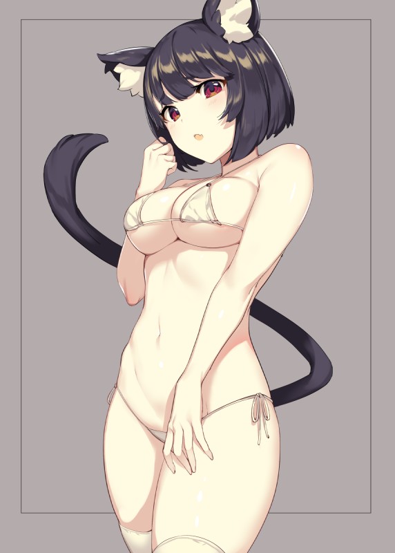 bikini black_hair breasts clothed clothing female hair legwear micro_bikini navel red_eyes skimpy solo swimwear thigh_highs two-piece_swimsuit ikomochi azur_lane yamashiro_(azur_lane) animal_humanoid cat_humanoid felid felid_humanoid feline feline_humanoid humanoid mammal mammal_humanoid 2018 hi_res