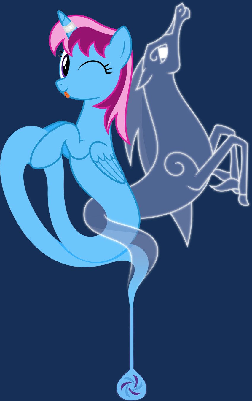 blue_body bottle container duo female feral floating glowing glowing_body glowing_eyes hair horn horn_jewelry horn_ring jewelry looking_at_viewer multicolored_hair one_eye_closed pink_hair purple_eyes ring_(jewelry) simple_background smile smiling_at_viewer tongue tongue_out translucent translucent_body transparent_background two_tone_hair wings wink winking_at_viewer parclytaxel hasbro my_little_pony mythology parcly_taxel spindle_(mlp) equid equine genie ghost horse mammal mythological_creature mythological_equine spirit windigo_(mlp) winged_unicorn 2026 absurd_res alpha_channel digital_media_(artwork) hi_res inkscape_(artwork)