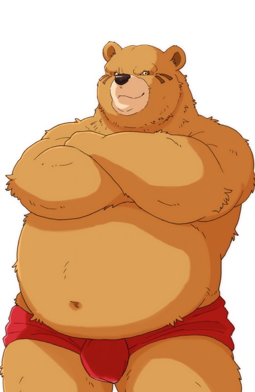 anthro belly brown_body brown_fur bulge clothed clothing crossed_arms front_view fur male navel overweight overweight_anthro overweight_male simple_background skimpy solo standing topless underwear white_background kumadasi kumaura721 sdorica dagger_(sdorica_sunset) bear mammal 2018 hi_res