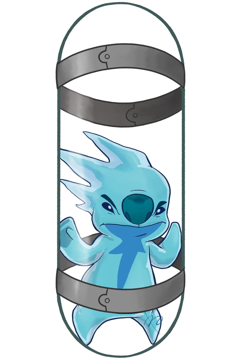 against_surface angry blue_body blue_eyes blue_nose capsule captured container icy_body on_glass simple_background solo white_background mxst16344 disney lilo_and_stitch slushy_(lilo_and_stitch) alien experiment_(lilo_and_stitch) 2019 hi_res signature