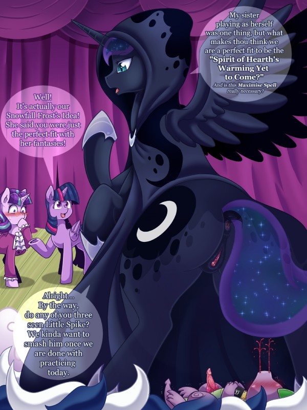 princess luna, spike, starlight glimmer, and twilight sparkle (friendship is magic and etc) created by vavacung