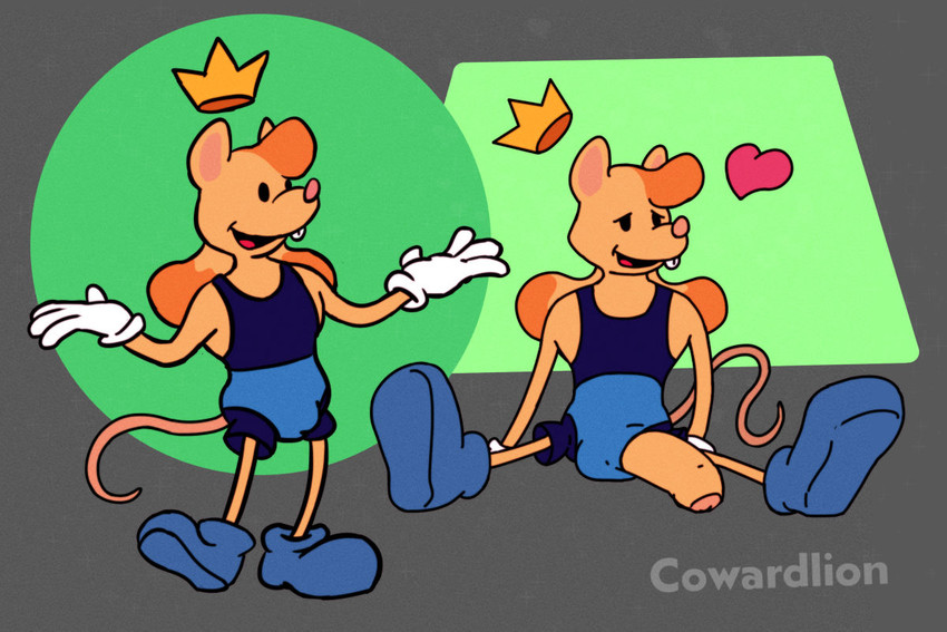 anthro clothed clothing crown genitals headgear heart_symbol humanoid_genitalia humanoid_penis male penis plantigrade simple_background solo toony cowardlion ignacio_(cowardlion) mammal murid murine rat rodent 3:2