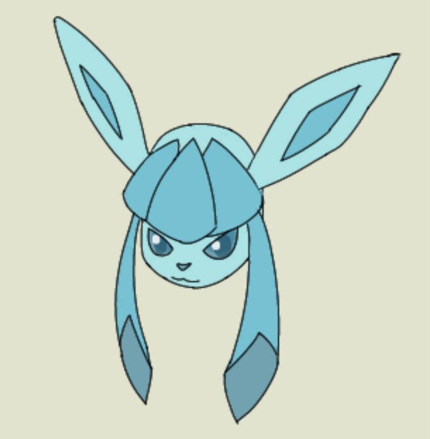 blue_body blue_eyes blue_hair blue_inner_ear blue_nose blue_sclera hair simple_background smile tan_background triangle_nose typyrmi nintendo pokemon eeveelution generation_4_pokemon glaceon pokemon_(species) compression_artifacts digital_drawing_(artwork) digital_media_(artwork) flat_colors headshot_portrait portrait