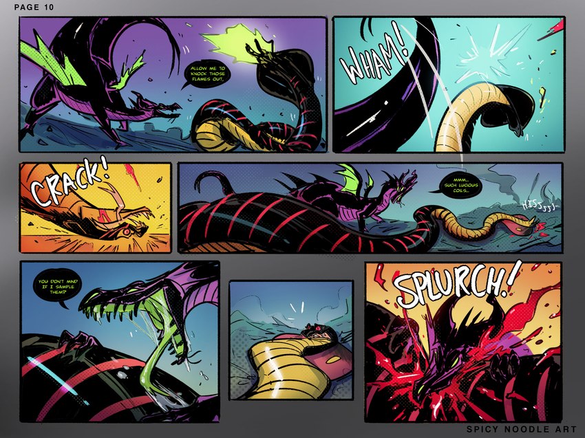 bite blood bodily_fluids dialogue female feral forked_tongue licking male saliva speech_bubble text tongue tongue_out spicynoodleart disney disney's_aladdin mythology sleeping_beauty_(1959) jafar_(disney) maleficent cobra dragon mythological_creature mythological_scalie reptile scalie snake english_text hi_res