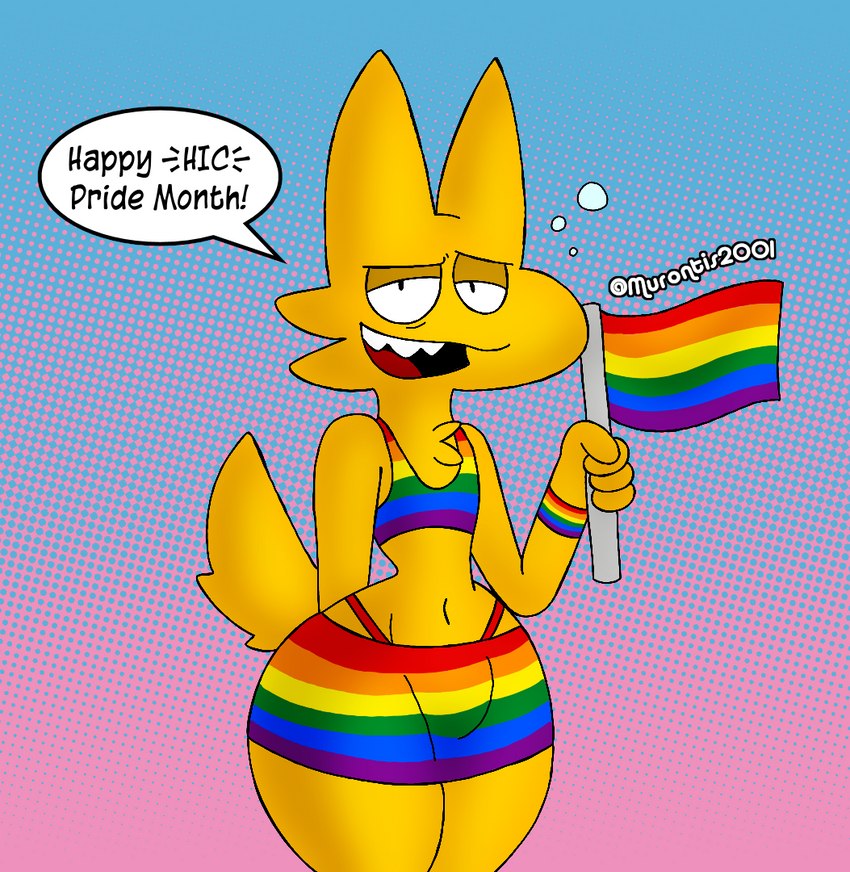 anthro big_butt bottomwear bracelet bubble butt clothing crop_top dialogue drunk drunk_bubble femboy flag flag_(object) gender_symbol hiccuping holding_flag holding_object jewelry lgbt_pride male midriff miniskirt multicolored_clothing open_mouth pride_color_accessory pride_color_bottomwear pride_color_clothing pride_color_flag pride_color_topwear pride_color_wristband pride_colors rainbow rainbow_clothing rainbow_flag rainbow_pride_colors rainbow_pride_flag rainbow_symbol shirt six-stripe_rainbow_pride_colors skirt solo substance_intoxication symbol text thick_thighs thong tongue topwear underwear waving_flag thatdawgmurray lgbt_pride_month murray_(thatdawgmurray) canid canine canis mammal wolf 2021 english_text watermark