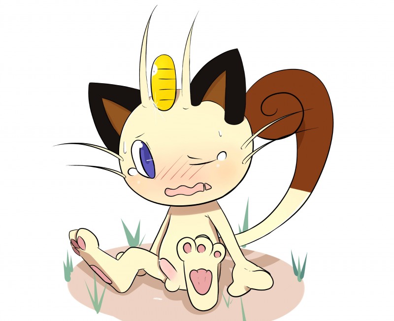 anthro balls erection genitals male nude one_eye_closed penis solo softcream nintendo pokemon felid generation_1_pokemon mammal meowth pokemon_(species) absurd_res hi_res