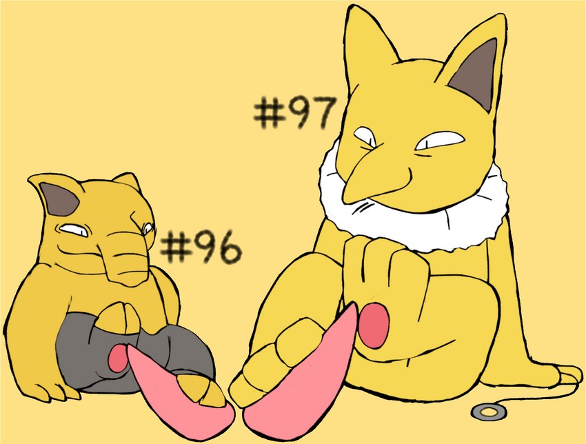 2_toes 3_toes ambiguous_gender anthro erection feet foot_fetish foot_play footjob genitals hashtag id_number male male/ambiguous number pawpads paws penis sex simple_background smile tapering_penis text toes two-footed_footjob secretsableye nintendo pokemon drowzee generation_1_pokemon hypno_(pokemon) pokemon_(species) 2023 digital_media_(artwork) hi_res