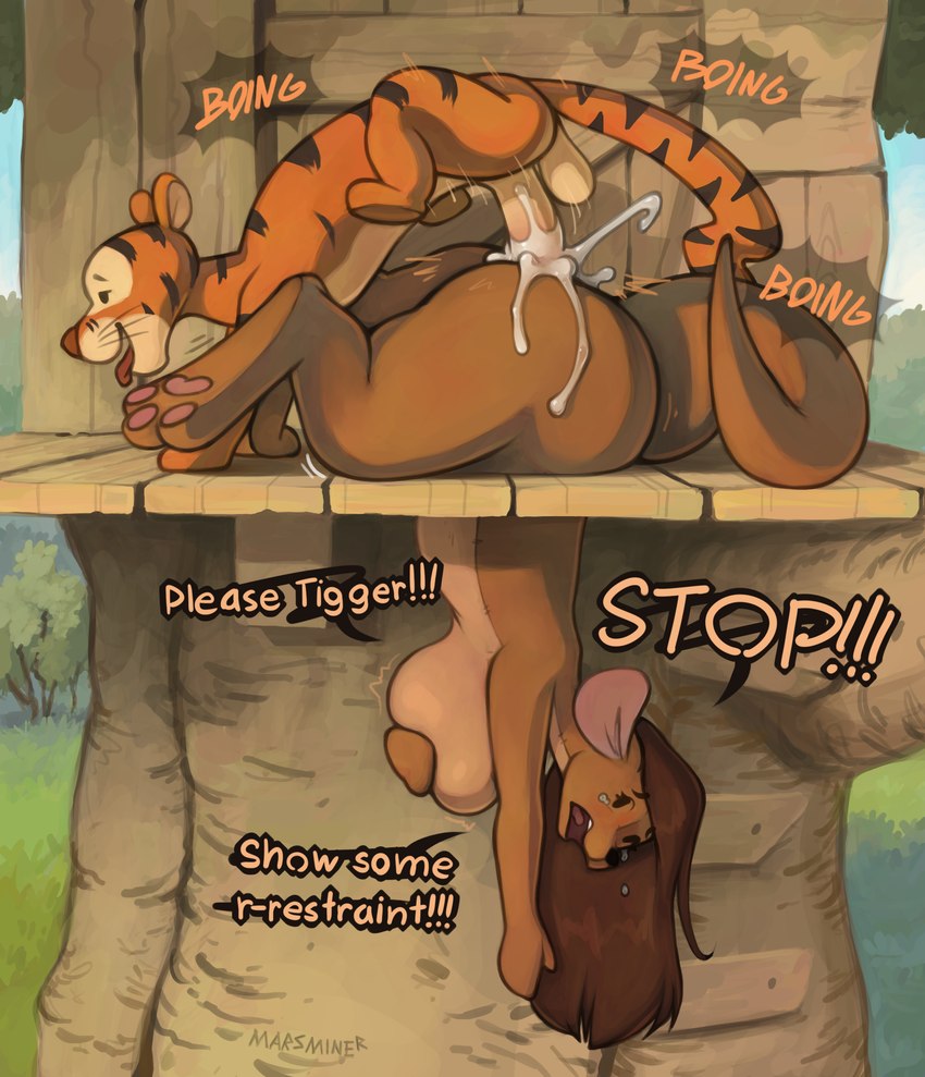 anthro bodily_fluids breasts countershade_torso countershading cum cum_in_pussy cum_inside dialogue duo explicitly_stated_nonconsent female female_penetrated forced genital_fluids interspecies male male/female male_penetrating male_penetrating_female penetration rape sex size_difference stuck tail text vaginal marsminer disney winnie_the_pooh_(franchise) kanga tigger felid kangaroo macropod mammal marsupial pantherine tiger hi_res