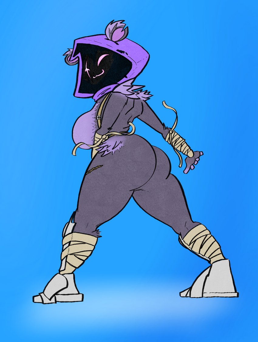 anthro arm_wraps big_breasts big_butt breasts butt curvy_figure female fur hood leg_wrap looking_at_viewer scar shadow_face solo wraps mkiiisystem epic_games fortnite raven_team_leader bear mammal hi_res