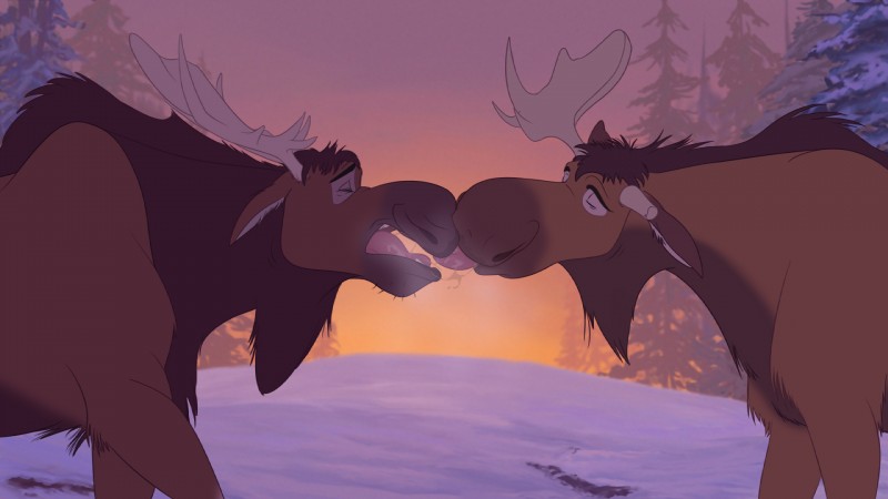 antlers bodily_fluids brown_body brown_fur drooling duo eyes_closed feral feral_on_feral french_kissing fur horn kissing male male/male nude on_model open_mouth outside plant romantic romantic_ambiance romantic_couple saliva sky snow standing sunset tongue tongue_out tree zica brother_bear disney rutt tuke_(brother_bear) deer mammal moose new_world_deer 16:9 2014 digital_media_(artwork) hi_res widescreen brother_(lore) brothers_(lore) incest_(lore) sibling_(lore)