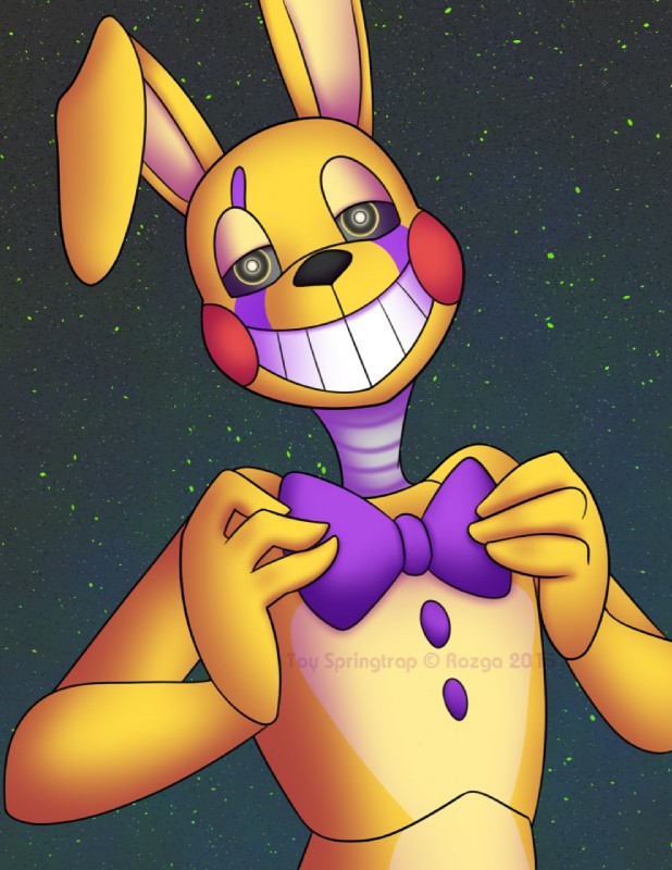 anthro glowing glowing_eyes grey_background machine male simple_background solo rozga five_nights_at_freddy's five_nights_at_freddy's_3 scottgames springtrap_(fnaf) animatronic lagomorph leporid mammal rabbit robot 2015 hi_res