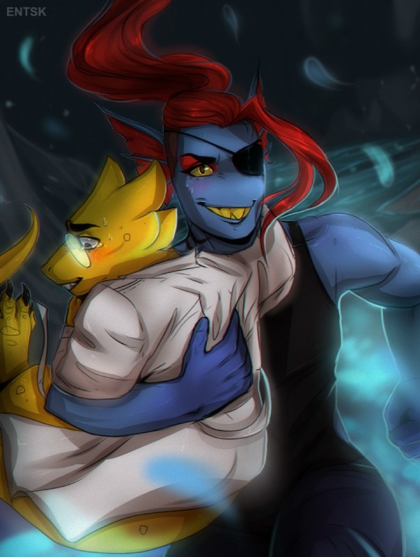 alphys and undyne (undertale (series) and etc) created by entsk