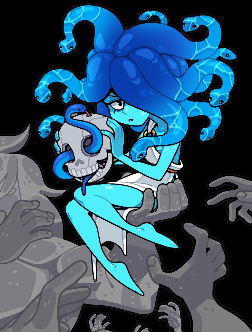 ambiguous_gender bone feet female feral fingernails forked_tongue group living_hair nails pseudo_hair sculpture sitting skull snake_hair statue teeth tongue toony water discount-supervillain cartoon_network european_mythology greek_mythology mythology steven_universe lapis_lazuli_(steven_universe) elemental_creature elemental_humanoid gem_(species) gorgon humanoid lapis_lazuli_(gem_species) reptile scalie snake water_creature water_humanoid hi_res